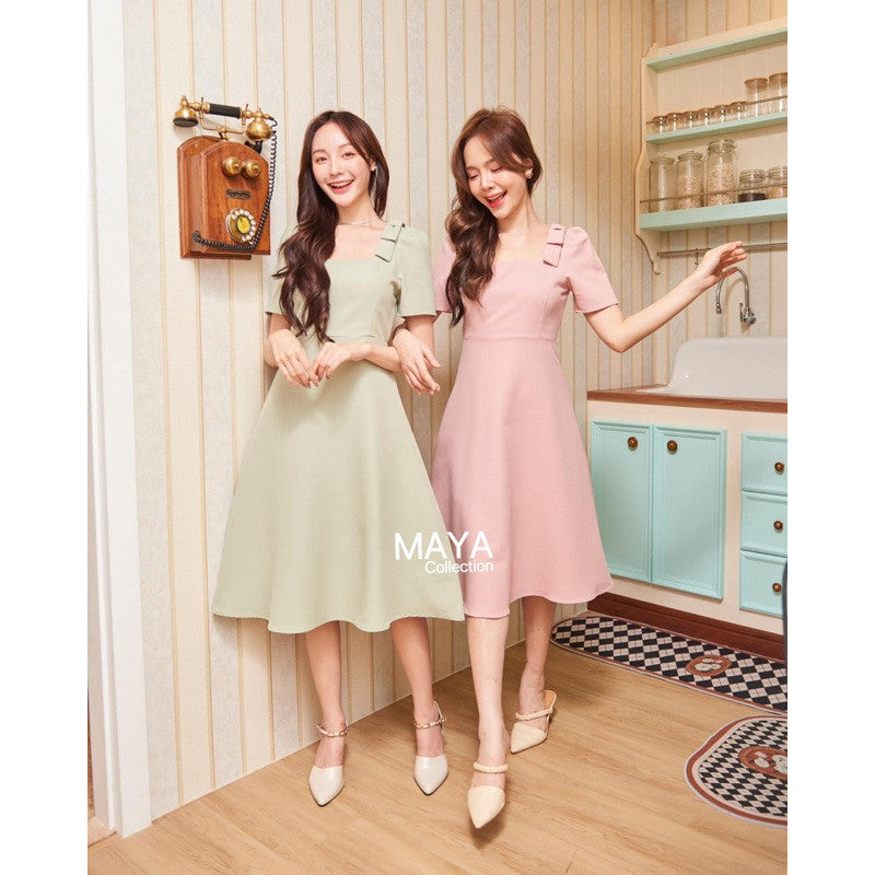G089 มีสีดำ ด้วยน่า เดรสไปงานแต่ง s m l xl 2xlชุดเดรสแต่งโบว์ไหล่ ผ้าสวยมีน้ำหนัก คุ้มเกินราคา