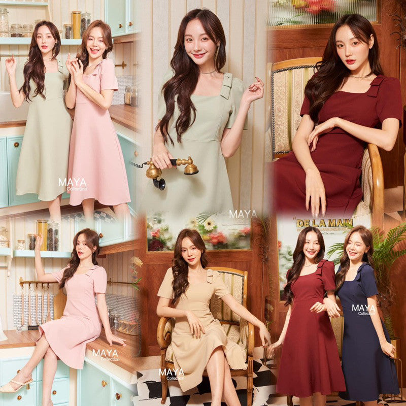 G089 มีสีดำ ด้วยน่า เดรสไปงานแต่ง s m l xl 2xlชุดเดรสแต่งโบว์ไหล่ ผ้าสวยมีน้ำหนัก คุ้มเกินราคา