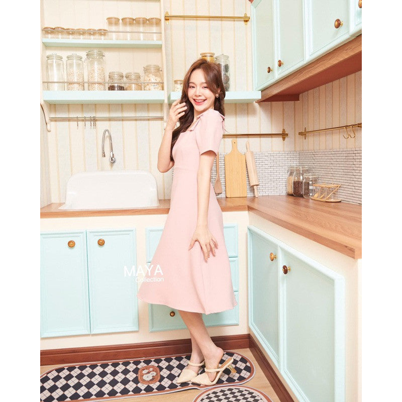 G089 มีสีดำ ด้วยน่า เดรสไปงานแต่ง s m l xl 2xlชุดเดรสแต่งโบว์ไหล่ ผ้าสวยมีน้ำหนัก คุ้มเกินราคา