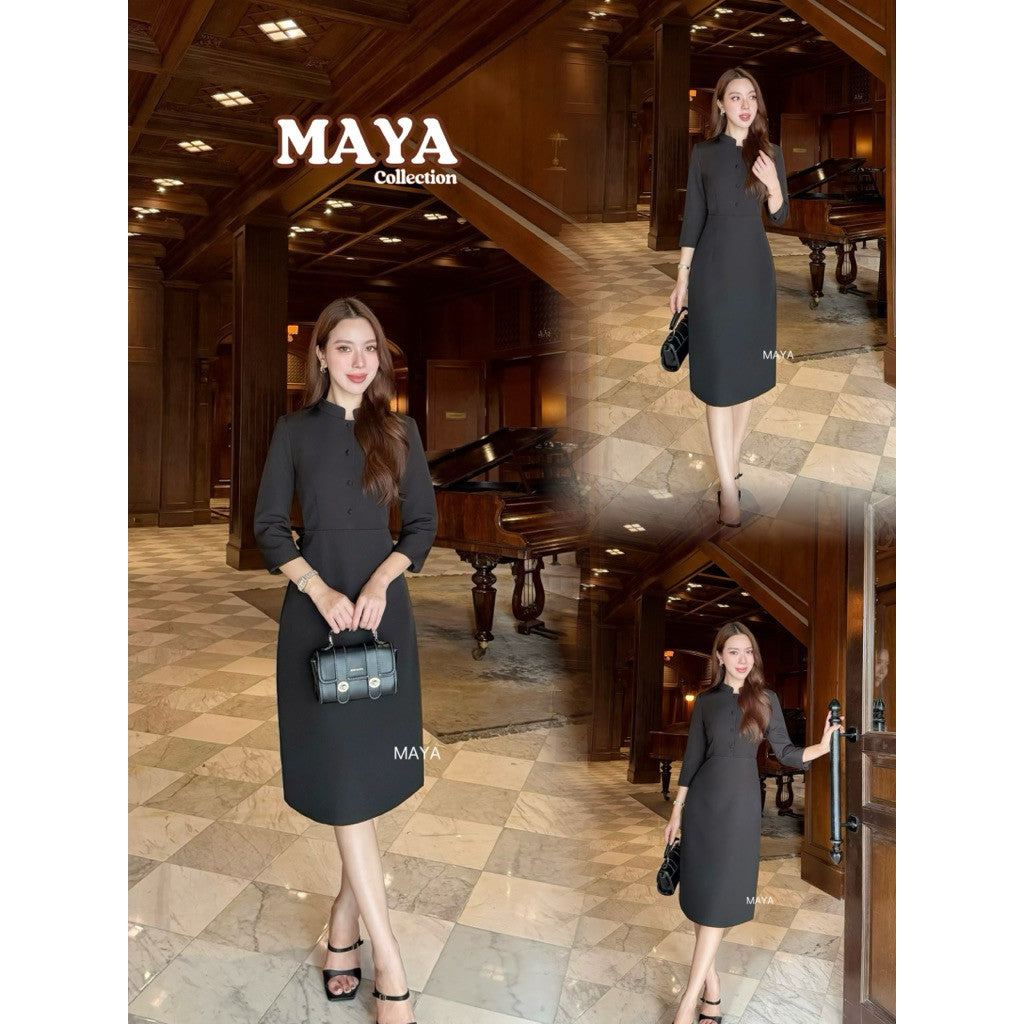 VIPพร้อมส่ง ชุดเดรสสีดำ ชุดไปงาน ชุดทำงานสีดำ s m l xl 2xl 3xl