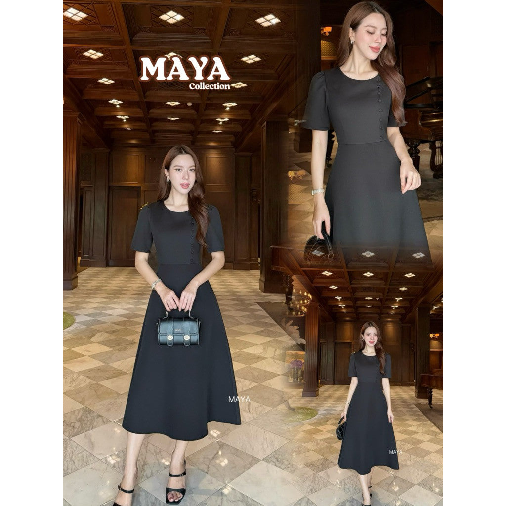 VIPพร้อมส่ง ชุดเดรสสีดำ ชุดไปงาน ชุดทำงานสีดำ s m l xl 2xl 3xl