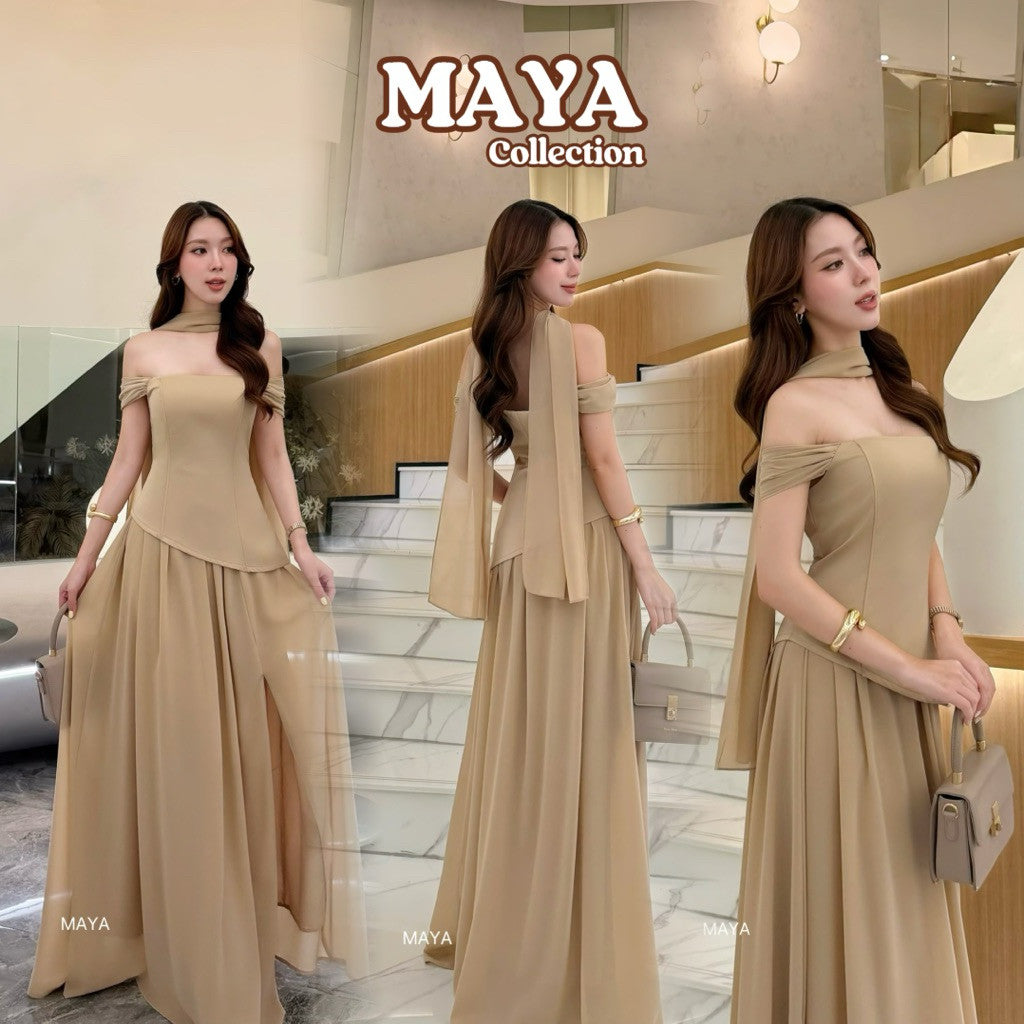 ชุดเพื่อนเจ้าสาว ชุดไปงานแต่งs-2xl MAYA146 ชุดสวยๆๆ เสริมโครงเกาะอก