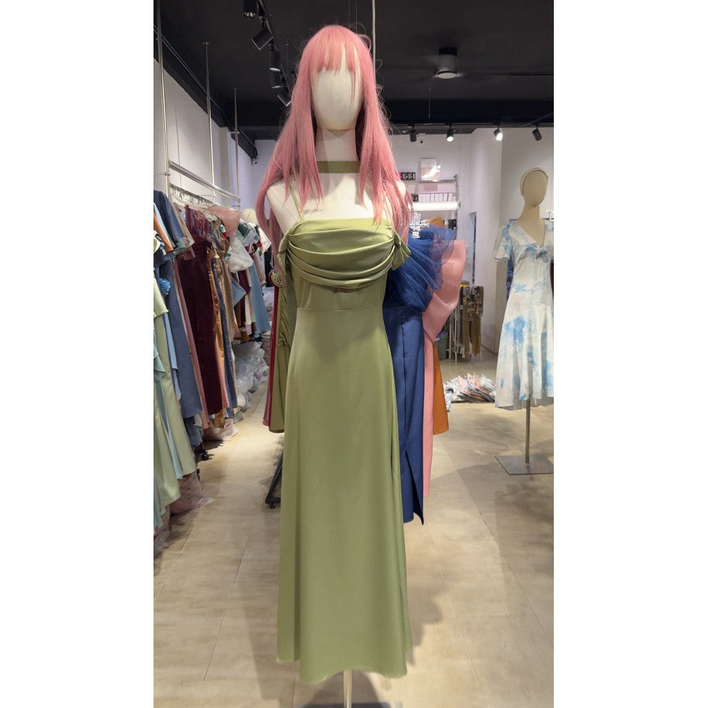 G144 ชุดเพื่อนเจ้าสาว สีน้ำตาลไหม้มาใหม่ ค่า ชุดเดรสออกงานสาวอวบ ชุดไปงานแต่งานs-3xl