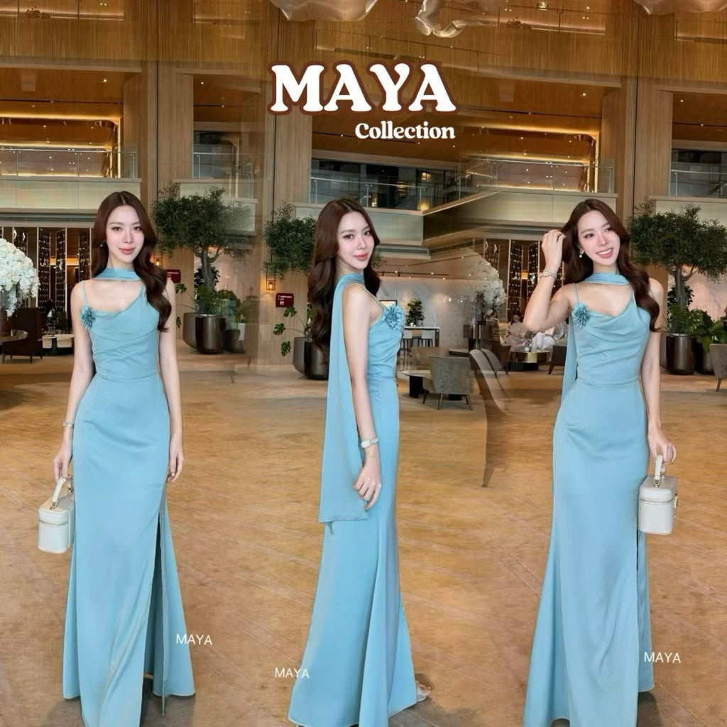 ชุดไปงานสีเขียว เดรสสไบ ชุดเพื่อนเจ้าสาวสวยๆๆ MAYA137 s-xl