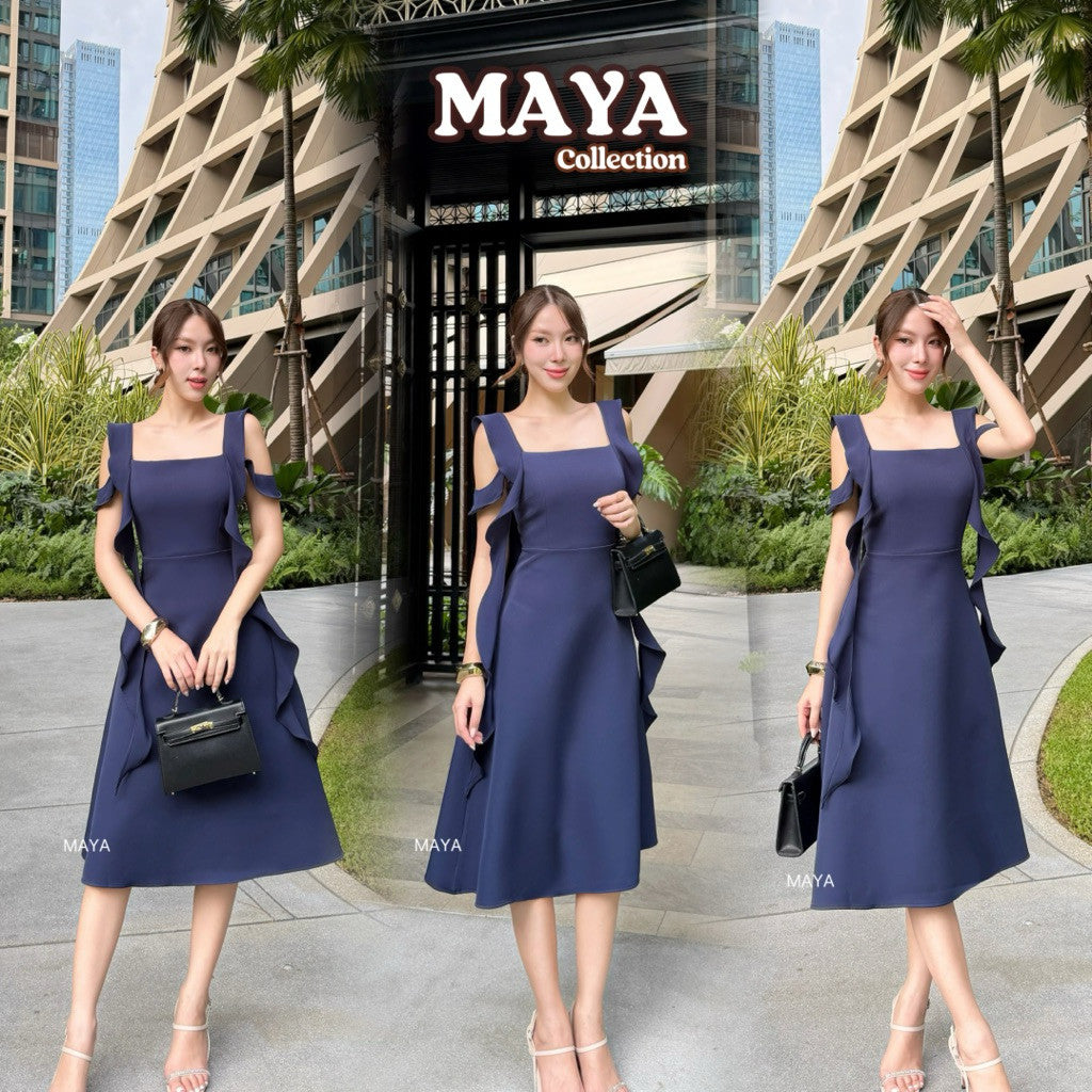 เดรสสั้นไปงาน ชุดไปงาน s-3xlผ้าอัดกาวอยู่ทรงสวย ดูแพง G153 สะโพกฟรี