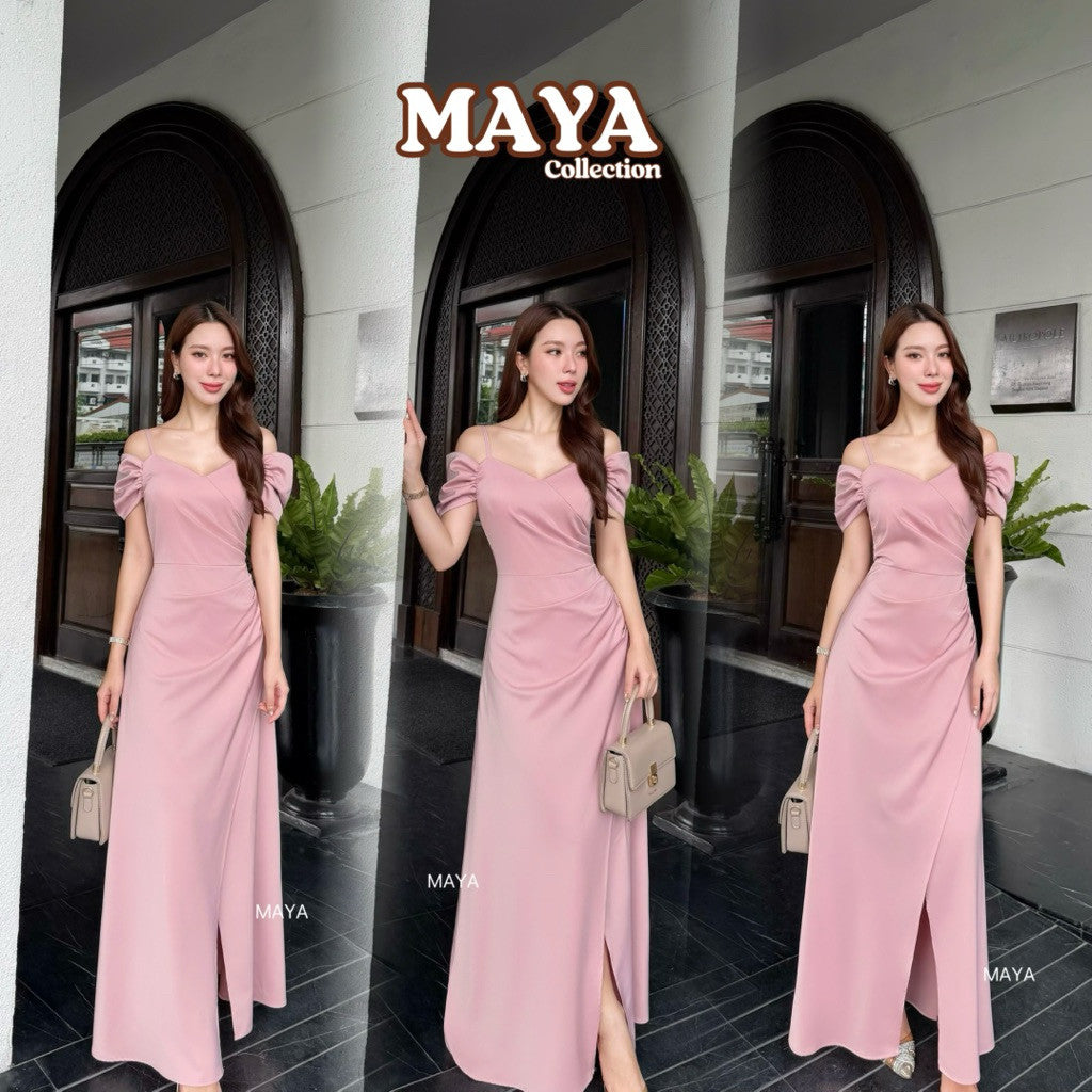 G139 s m l xl 2xl 3xl ชุดไปงานแต่ง สีชาเขียวมาใหม่  ชุดออกงาน ราตรีเพื่อนเจ้าสาว เสริมฟองน้ำ