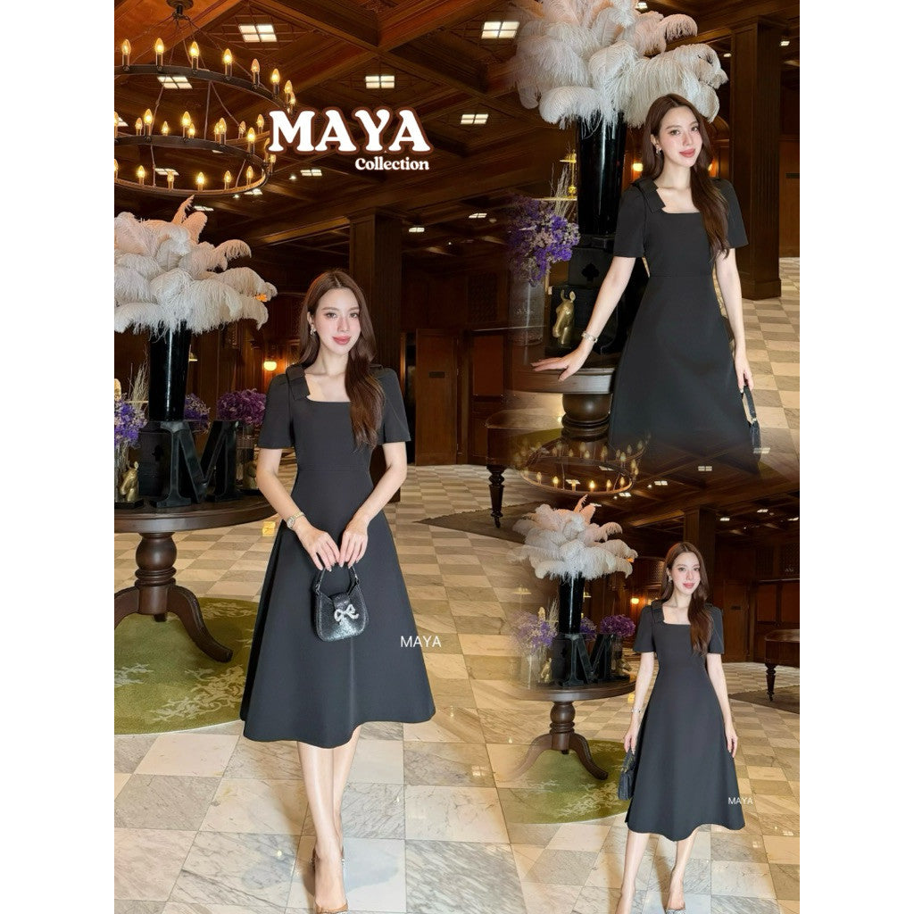 VIPพร้อมส่ง ชุดเดรสสีดำ ชุดไปงาน ชุดทำงานสีดำ s m l xl 2xl 3xl