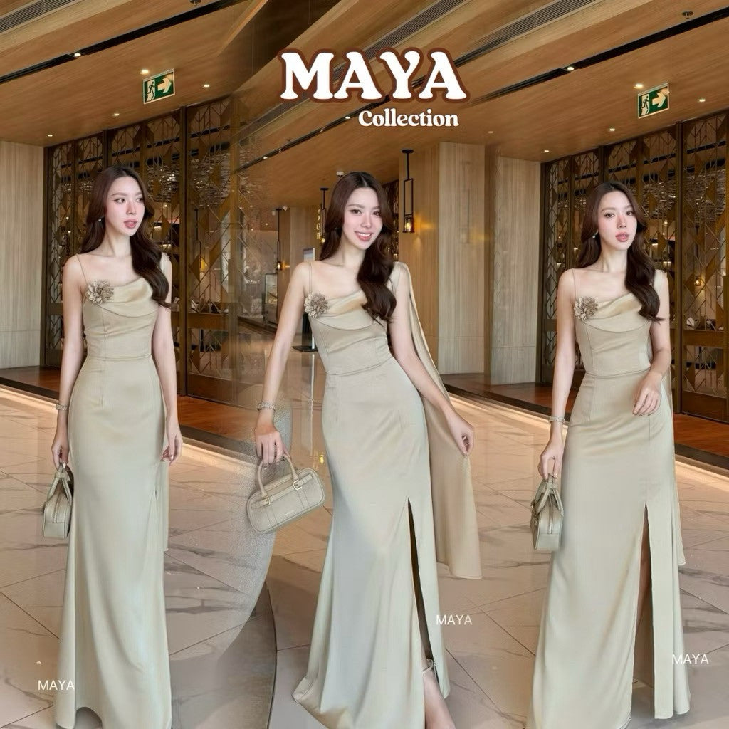 ชุดไปงานสีเขียว เดรสสไบ ชุดเพื่อนเจ้าสาวสวยๆๆ MAYA137 s-xl