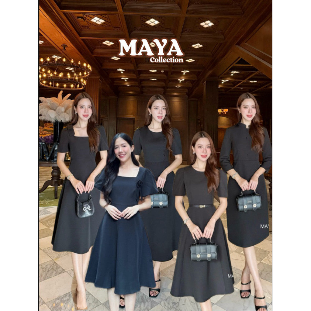 VIPพร้อมส่ง ชุดเดรสสีดำ ชุดไปงาน ชุดทำงานสีดำ s m l xl 2xl 3xl